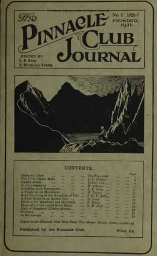 The Pinnacle Club Journal No.-02 1926-1927 cover